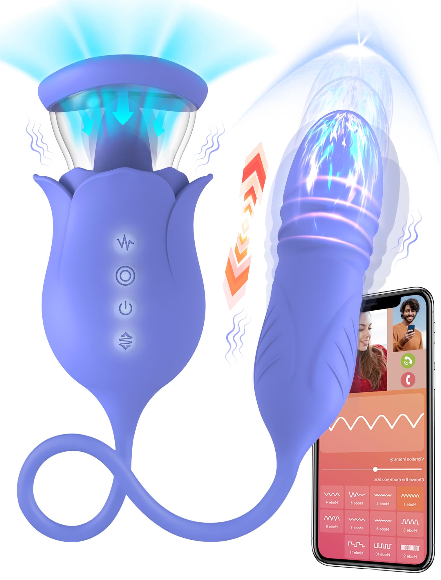 5-in-1 Vibration für Frauen mit APP, 8 Stoß 10 Vibrationsmodi 2 Saugmodi, 2 Heizfunktion, Sex Spielzeug für die Frau Klitoris G-Punkt, Sexspielzeug Dildos Sex Toys Vibratorensets für Frauen Vibrator