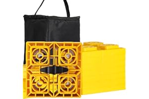 Hantinstom Heavy Duty RV Leveling Blocks Anti-Slip Design with Superior HDPE Material Stackable Jack Blocks-Features Interlocking Design & Includes Handle and Bag RV Secure Blocks for 10Pac
