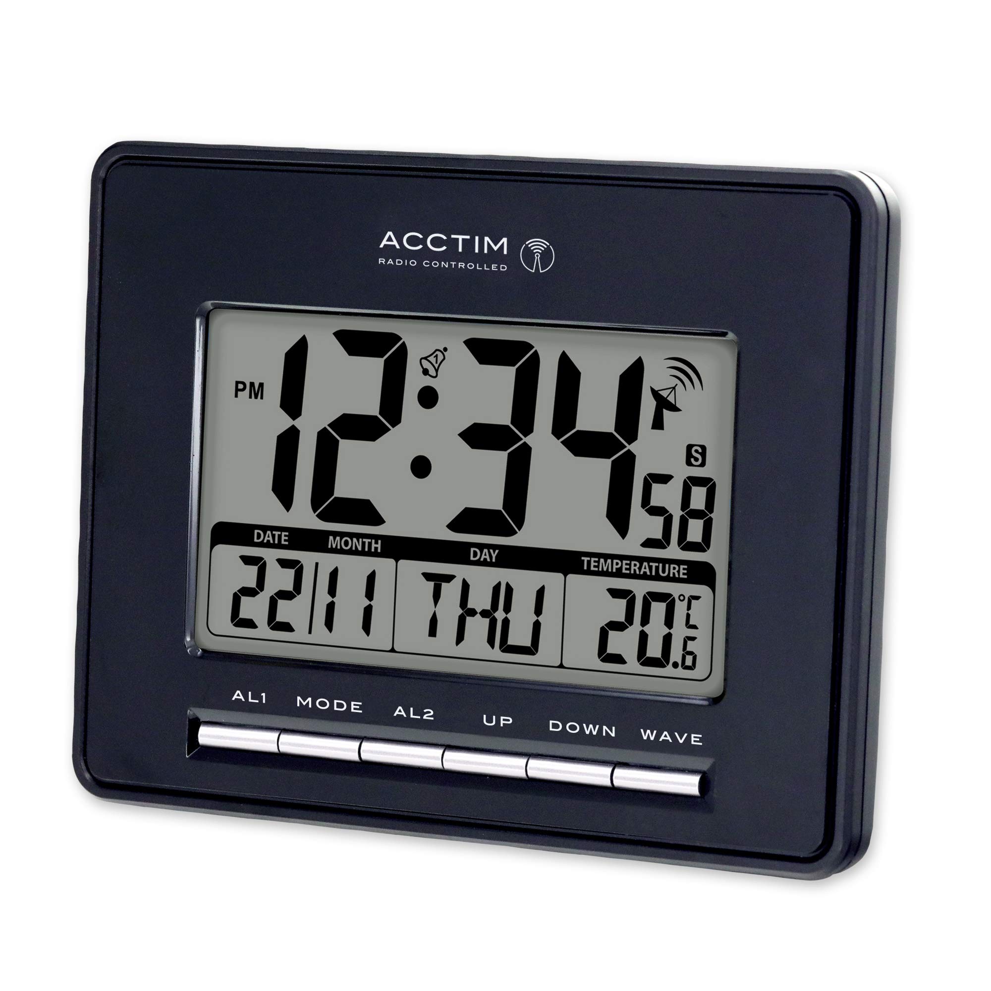 Acctim Infinity 71953 Radio Controlled LCD Alarm Clock in Black