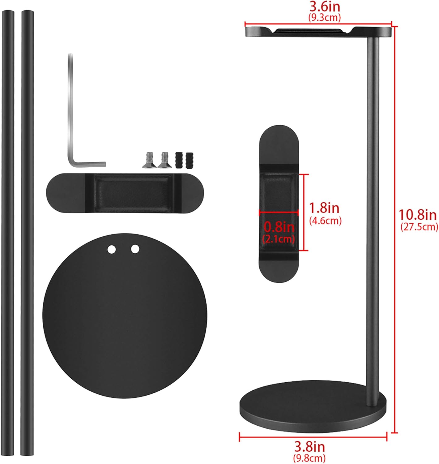 GEEKRIA Aluminum Alloy Headphones Stand for Over-Ear, Black - Image 5