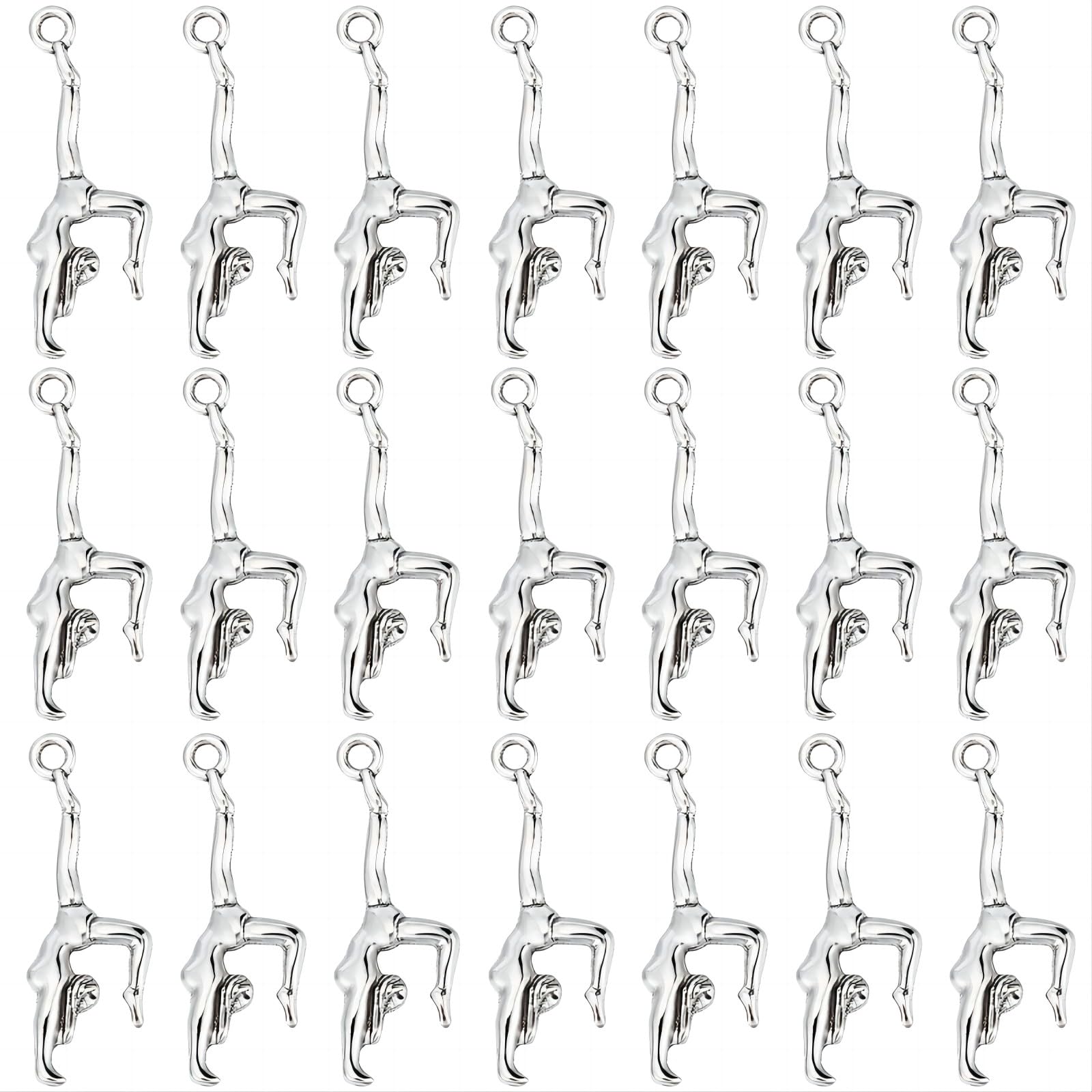 SUNNYCLUE 1 Box 80Pcs Gymnast Charm Gymnastic Charms Sports Bulk Tibet Style Alloy Dance School Cheerleader Gymnastic for jewellery Making DIY Bracelet Necklace Earring Craft
