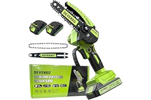 DEVENBO Mini Chainsaw 6 Inch: Electric Chainsaw with 2000mAh Battery - 800W Motor for Quick Work -Cordless Saw for Branch Cut