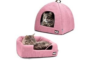 COSOC Cat Bed for Indoor Cats -Premium Pet Beds for Cats and Small Dogs, Cat Bed Cave, Comfortable Covered Cat Bed, Cat Tent, Kitten Bed, Small Animal Bed and Dog Bed Cave Cat Hut with Cushioned Pillow
