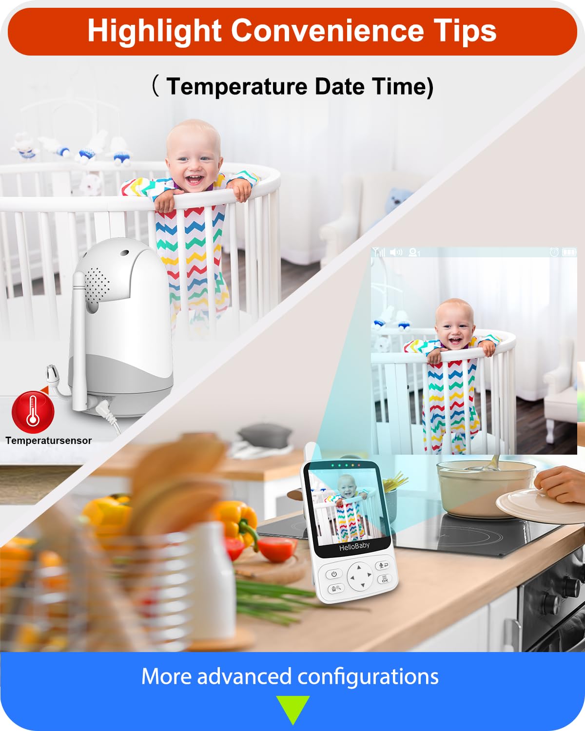 HelloBaby No WiFi Baby Monitor with Voice-Activated Night Vision,4