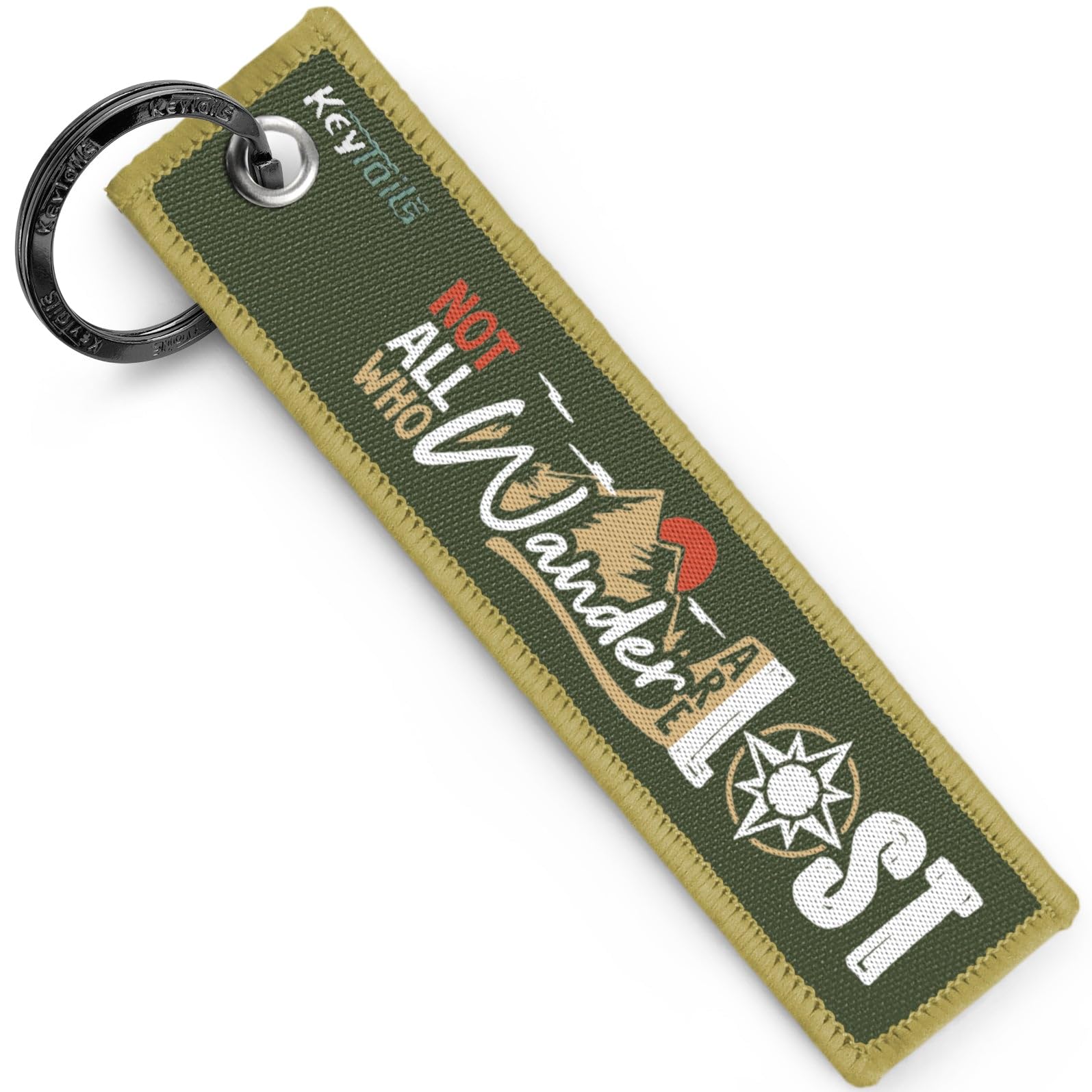 KEYTAILS Keychains, Premium Quality Key Tag Adventure, Jeep, Camping, Trail, Explorer, Compass, Backpacking, Hiking [Not All Who Wander Are Lost]