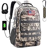 TILYTADLY School Backpack for Boys - Camouflage Boys Backpack for Kids Teens Elementary Middle School - Camo Students Bookbag,18″ Bookbag with Usb Charging Port & Key-chain