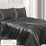 Pamposh Satin Silk Pillowcases 2 Pack Standard Size Charcoal 50x75 cm view 2