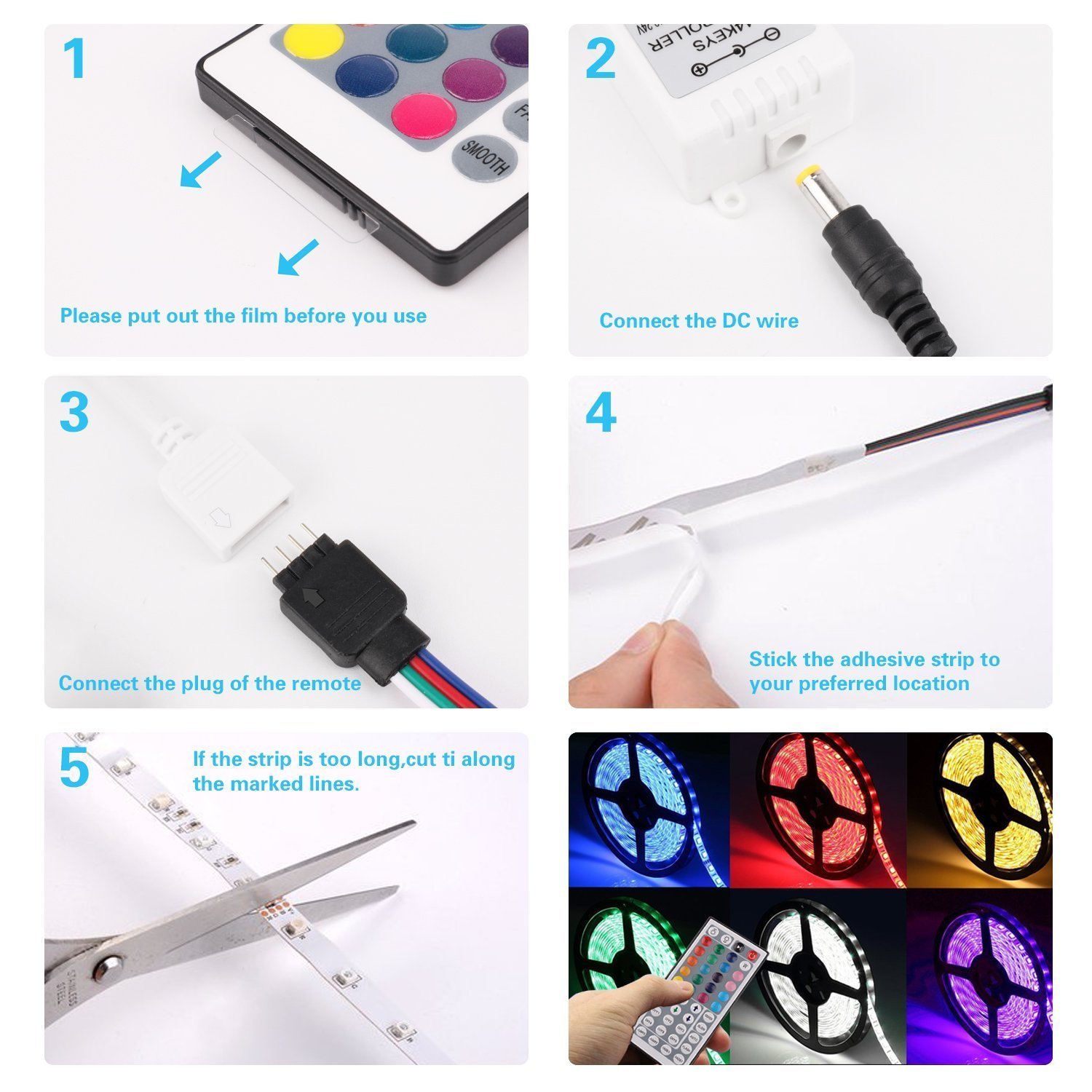 RioRand LED Strip Light waterproof Outdoor RGB Kit 150 LEDs 16.4 Feet SMD 5050 Flexible lighting