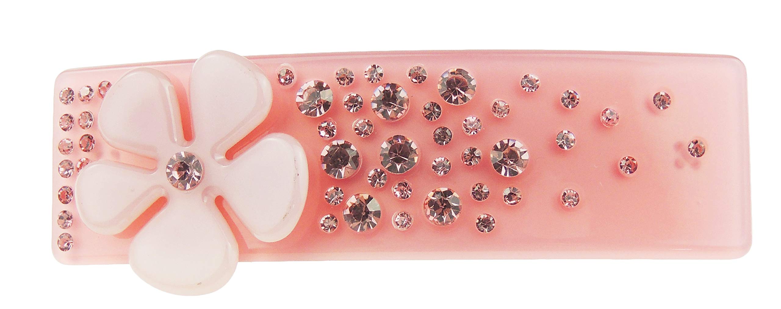 Womens Girls Crystal Rhinestone Diamante Wedding Birthday Party Evening School Ponytail Fine Medium Thick Hair Accessories Barrette Hairpin Grip French Spring Clip Pretty Daisy (Pink)