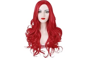 G&T Wig Red Long Curly Wigs for Women Costume Natural Looking Wavy Cosplay Wigs Heat Resistant Synthetic Hair Wig for Halloween Party