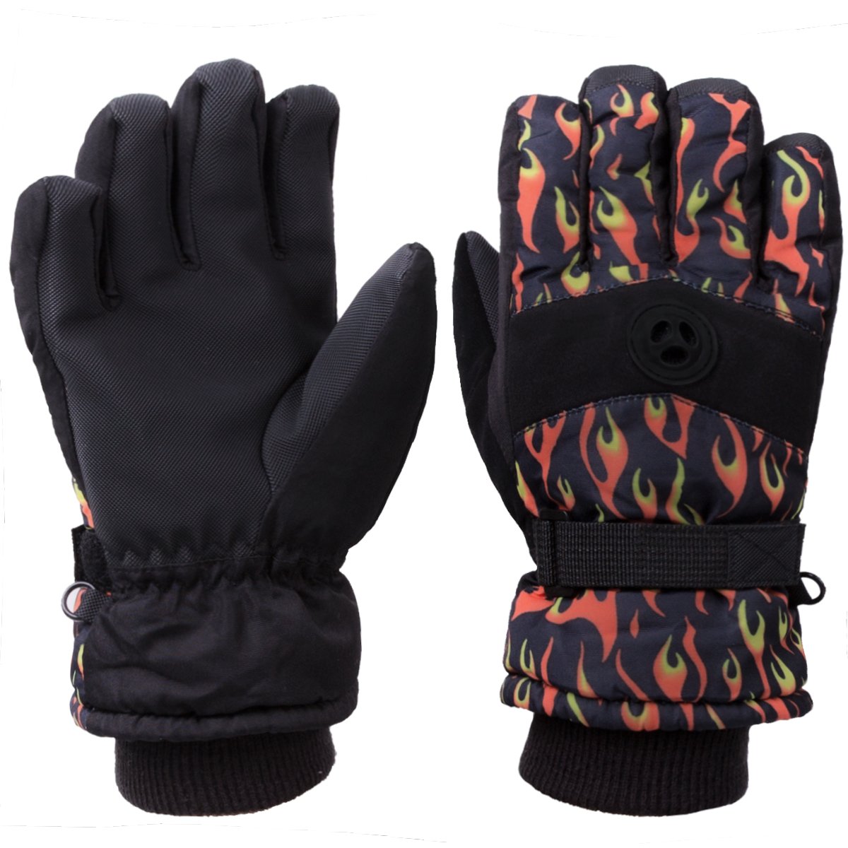 WILD SNOW Kids Children\'s Ski Gloves Winter Waterproof Windproof Glove size S (Black1)