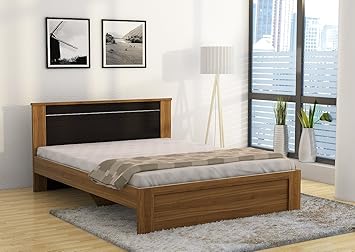 Spacewood Uno Queen Size Bed (Woodpore Finish, Natural Teak)