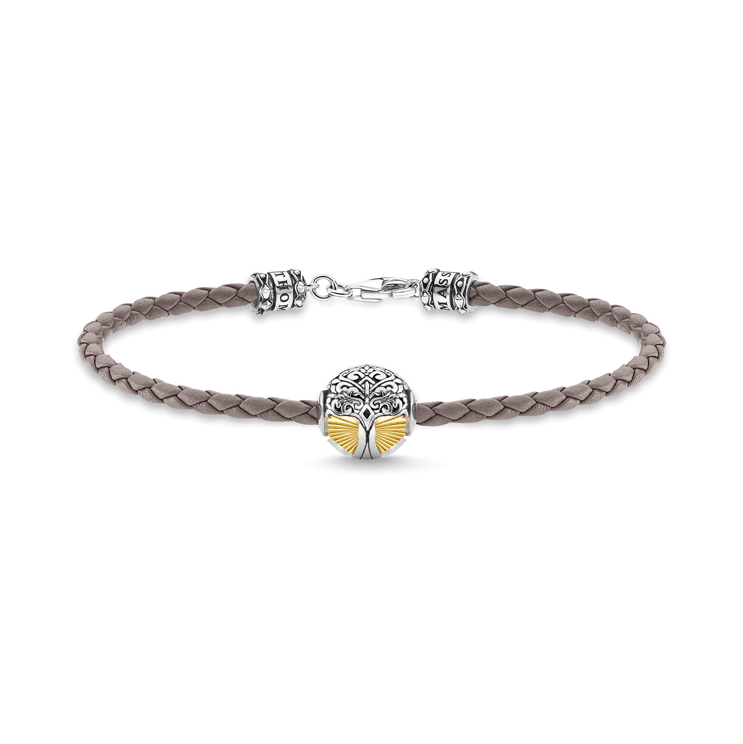 THOMAS SABO A2013-682-5 Tree of Love Bracelet for Men and Women, 17cm, Sterling Silver Leather, No Gemstone