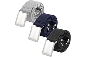 Boy Kids Silver Buckle Belt - Adjustable Elastic Belts for Toddler, 3 Pieces