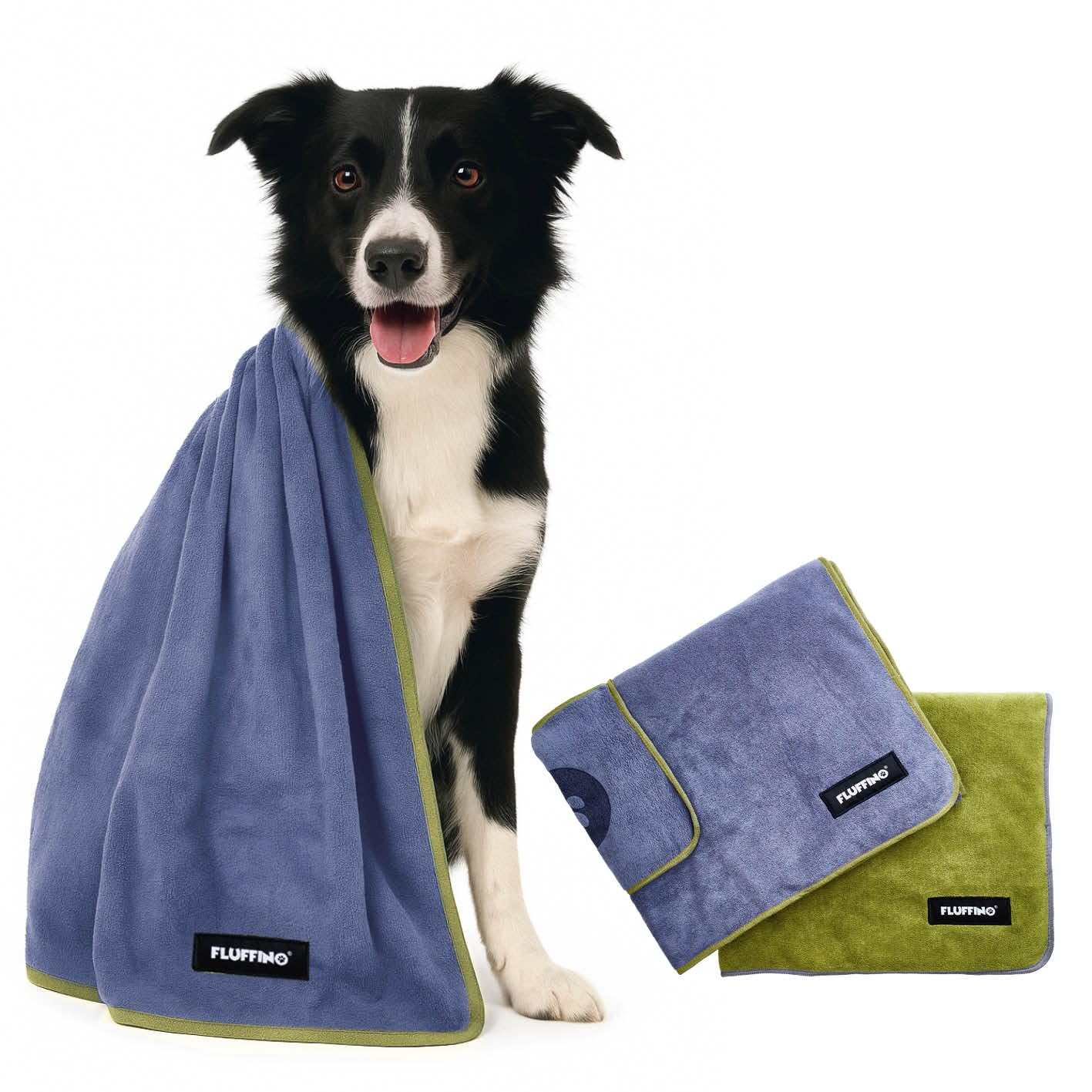 FLUFFINO® Set of 2 dog towels, size M/L - 120 x 70 cm, extremely absorbent and soft, washable at 60 °C, quick-drying microfibre towel for medium and large dogs