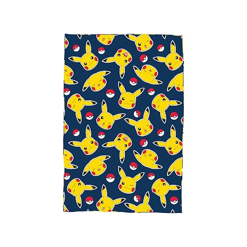 Pokemon Fleece Blanket | Super Soft Warm Throw, Pikachu and Pokeball Design | Perfect For Home, Bedroom, Sleepovers & Camping | Size 100 x 150cm | Blue