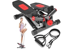 DAEYEGIM Steppers for Exercise, Stair Stepper with Resistance Bands, Mini Stepper with 300LBS Loading Capacity, Hydraulic Fitness Stepper with LCD Monitor
