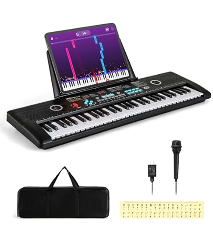 61 Toetsen Elektronisch Pianotoetsenbord, Volledige Grootte Digitale Piano Met Lcd Scherm Pianostandaard Multifunctionele Keyboard Piano Muziekinstrument Cadeau Voor Beginners Professionals