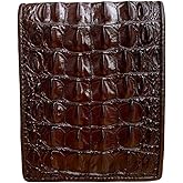 VIETDAVN Genuine Alligator Bifold Wallets For Men, Real Crocodile Men's Wallet Size 4.33" x 3.34" (Alligator Hornback Leather, Dark Brown)