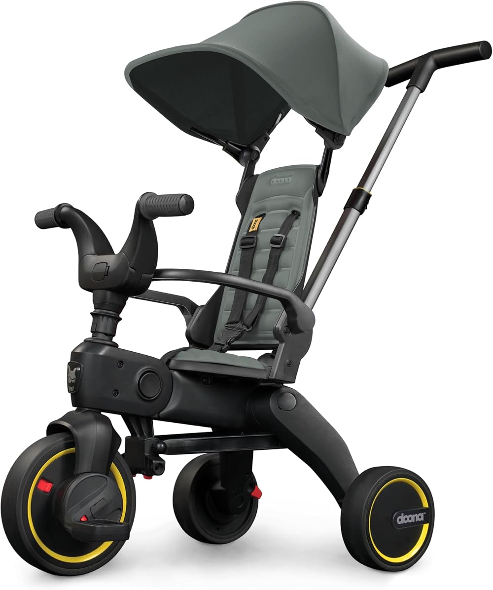 Doona Liki Baby Trike S1 Slate Green Foldable Tricycle with Canopy