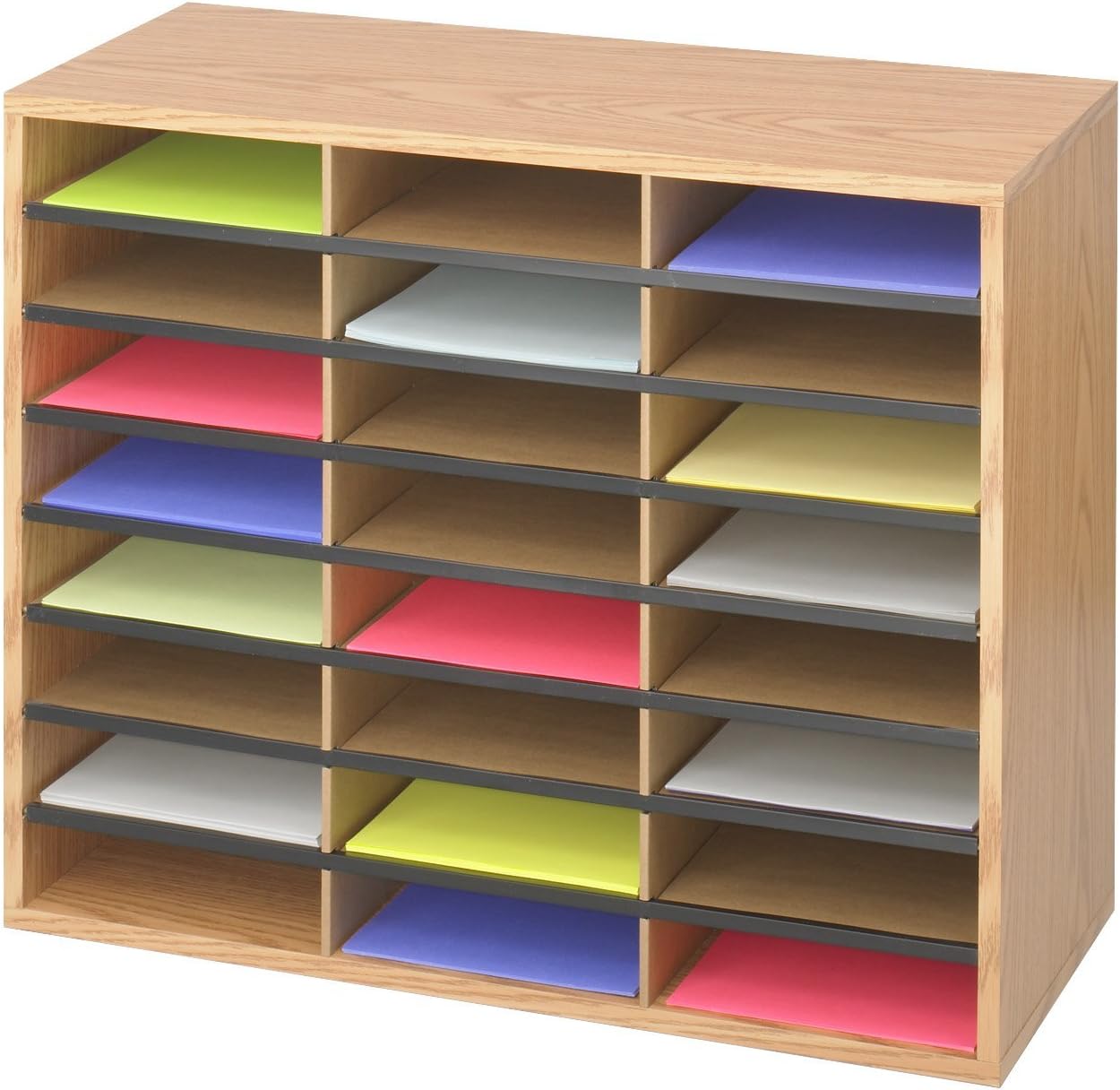 Safco Products Wood/Corrugated Literature Organizer, 36 Compartment 9403, Economical Organization, Letter-Size Compartments : Mail Box Shelves : Office Products