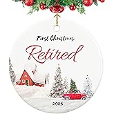 Retirement Ornament 2026, First Christmas Retired Ornament 2026, Retirement Gifts for Women,Coworker,Teacher,Nurse, 2.9" Ceramic Retired Christmas Ornaments