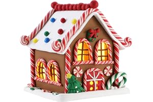 QCBF Gingerbread House Battery Powered Christmas Cottage LED Gingerbread House Desktop Decoration Home Ornaments Christmas Decoration Style B
