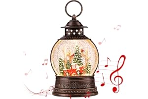 JEDAWN Christmas Decorations Indoor-8 Christmass Songs Christmas Snow Globe-Musical Snow Swirling Glitter & Snow Globe Decor for Tree,Indoor Holiday Home Decor Holiday Party Gifts.