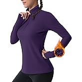 MAGCOMSEN Women's 1/4 Quarter Zip Pullover Thermal Running Shirts Long Sleeve Athletic Warm Tops with Zip Pockets