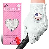 FINGER TEN Golf Gloves Women All Premium Cabretta Leather 1 Pack, Soft Comfortable & Breathable Grip Glove with Ball Marker Left Hand for Right Handed Golfer