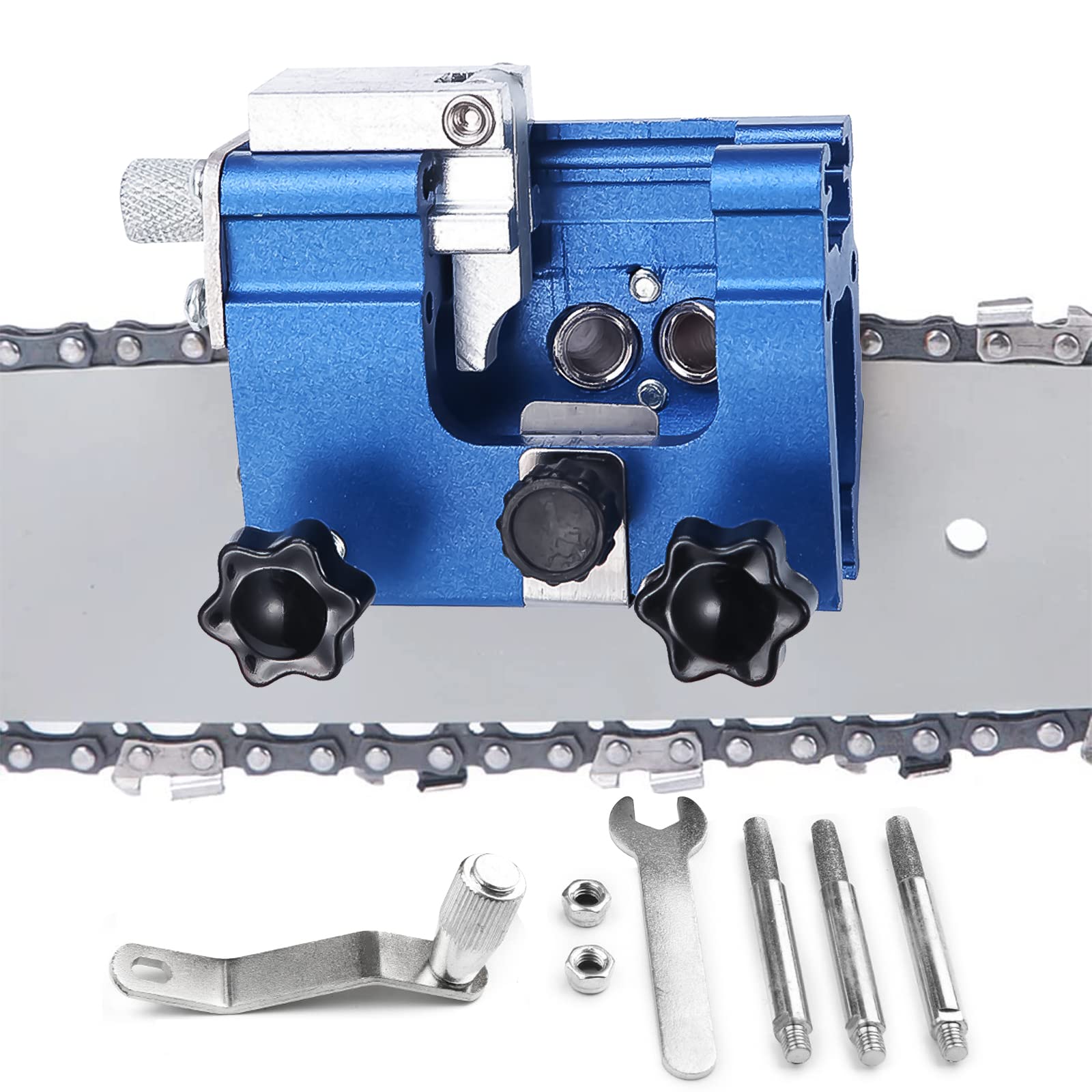 GDWD Chainsaw Sharpener with 3PCS Carbide Cutter，Chainsaw Chain Sharpening Jig Kits，Portable Manual Chain Saw Sharpener Suitable for All Kinds Chain Saws and Electric Saws