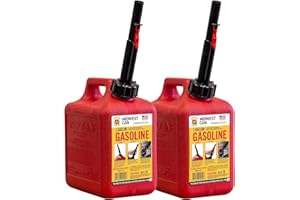 Midwest Can 1210 Safe-Flo Auto Shut Off 1 Gallon Gas Can – Durable Fuel Containers with FlameShield Safety System & Quick-Flow Spout - Red - 2 Pack