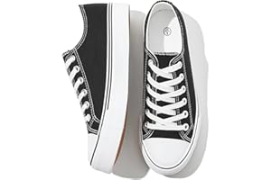 FRACORA Womens White Black Canvas Sneakers Low Top Canvas Shoes for Women Tennis Shoes