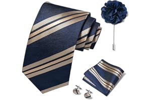 joy alice Ties Set Men Mixed Color Necktie Handkerchief Cufflinks Brooch 3.15 Formal