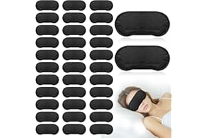 LIPETOL 40 Pcs Eye Mask Sleep Masks Bulk Blindfolds for Team Building Party Games with Nose Pad and Adjustable Strap for Women Men 4 Layers Black Blindfold Sleeping Mask
