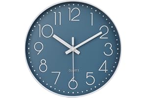 Large Wall Clock Decor for Pool Patio Home Bedroom Living Room (Blue 13.5 Inch)