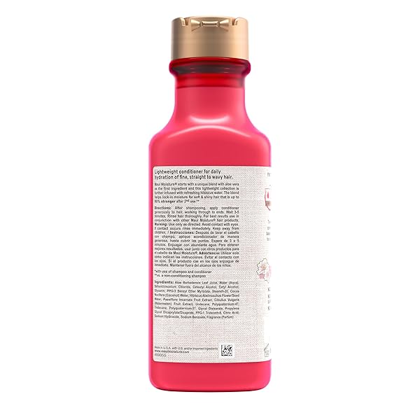 MAUI MOISTURE LIGHTWEIGHT HYDRATION + HIBISCUS WATER CONDITIONER, NOURISHING ALOE VERA CONDITIONER SOFTENS & QUENCHES HAIR, VEGAN & SILICONE-FREE, 13 FL OZ