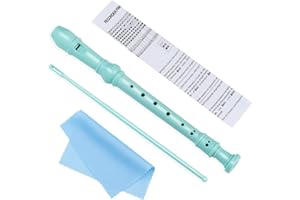 Fansjoy Soprano Recorder for Kids Beginners, German Style C Key 8 Holes Recorder Instrument ABS 3-Piece with Cleaning Kit & Fingering Chart, Blue