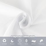 WELTRXE Round Table Cloth 150cm White Faux Linen Water-Resistant 180GSM view 3