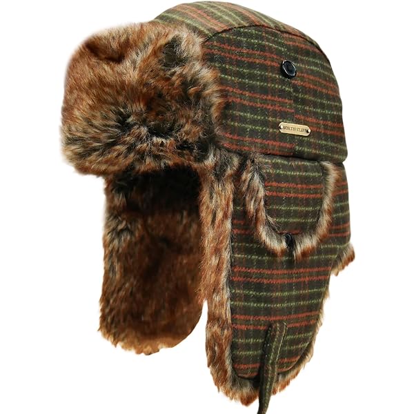 Amazon.com: Ruff Hewn Mens Brown & Green Cammo Trapper Hat  display picture 2