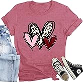 CQF Valentines Day Shirt for Women Love Heart Printed T-Shirts Casual Summer Tee Tops
