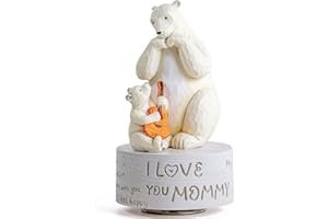 AIDLNS Birthday Gift for Mom from Daughter Son, Polar Bear Music Box for Mother, Mom and Daughter Son Figurine, Christmas Anniversary Presents for Mommy Play You are My Sunshine