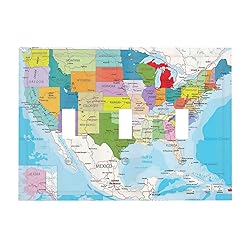 USA Map 3 Gang Triple Toggle Light Switch Wall