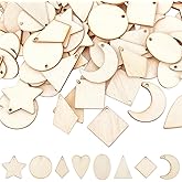 PH PandaHall 160pcs 8 Styles Small Undyed Wood Pendants Natural Star Moon Shapes for Earring Necklace Jewelry DIY Craft Making Tree Ornaments Hanging Ornament Decorations