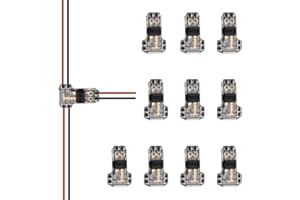 PAUTIX 10 Pcs Wire Connectors,2 Pin 2 Way Low Voltage Universal Compact Wire T Tap Splitters Connectors,18-22AWG Electrical Wire Connection Self-Stripping Quick Splice,for COB LED Strip Lights