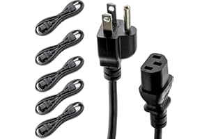 REBUILD SKILLS UL Approved 6ft Universal Power Cord (5 Pack) - IEC C13 to NEMA 5-15P Computer Monitor Cable for IT Departments, Data Centers & Bulk Purchasing - 18AWG 10A 125V
