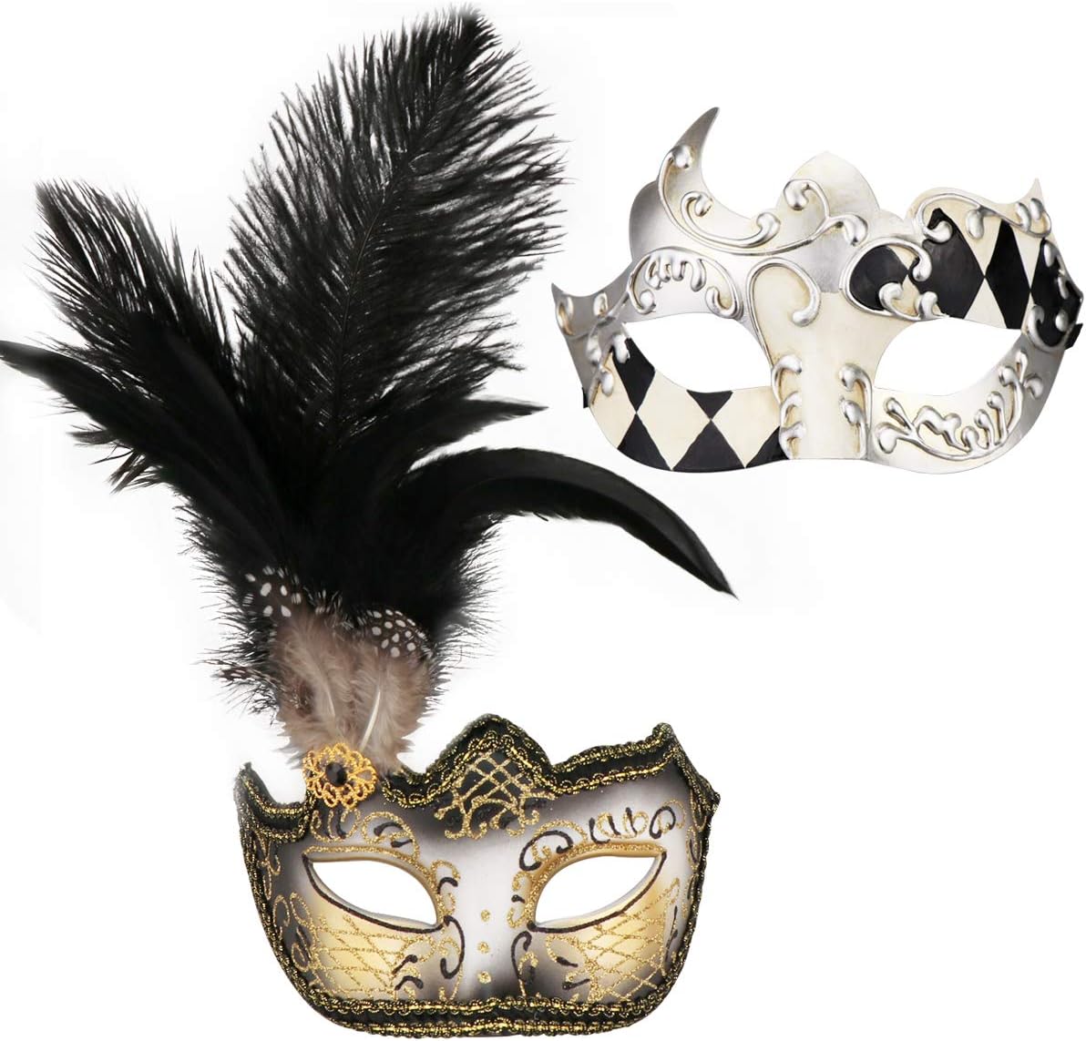 Couple Masquerade Mask Set Halloween Mardi Gras Venetian Ball Mask Party Costume Accessory