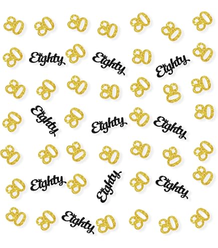 Tischkonfetti Zum 80. Geburtstag – 3er Pack Mehrfarbig Mit Glitzer, Metallisch, Ca. 14 G