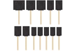 Foam Paint Brush, 12 Pcs Foam Sponge Paint Brushes Black Sponges Paintbrush with Wood Handles for Painting Varnish Staining