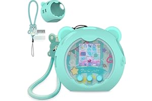 XEGIMOR Silicone Cover Case for Punirunes Interactive Digital Toy Squishy Characters Pet, Screen Protector for Punirunes Virtual Electronic Pets Accessories(Silicone Case and Lanyard) (Teal)